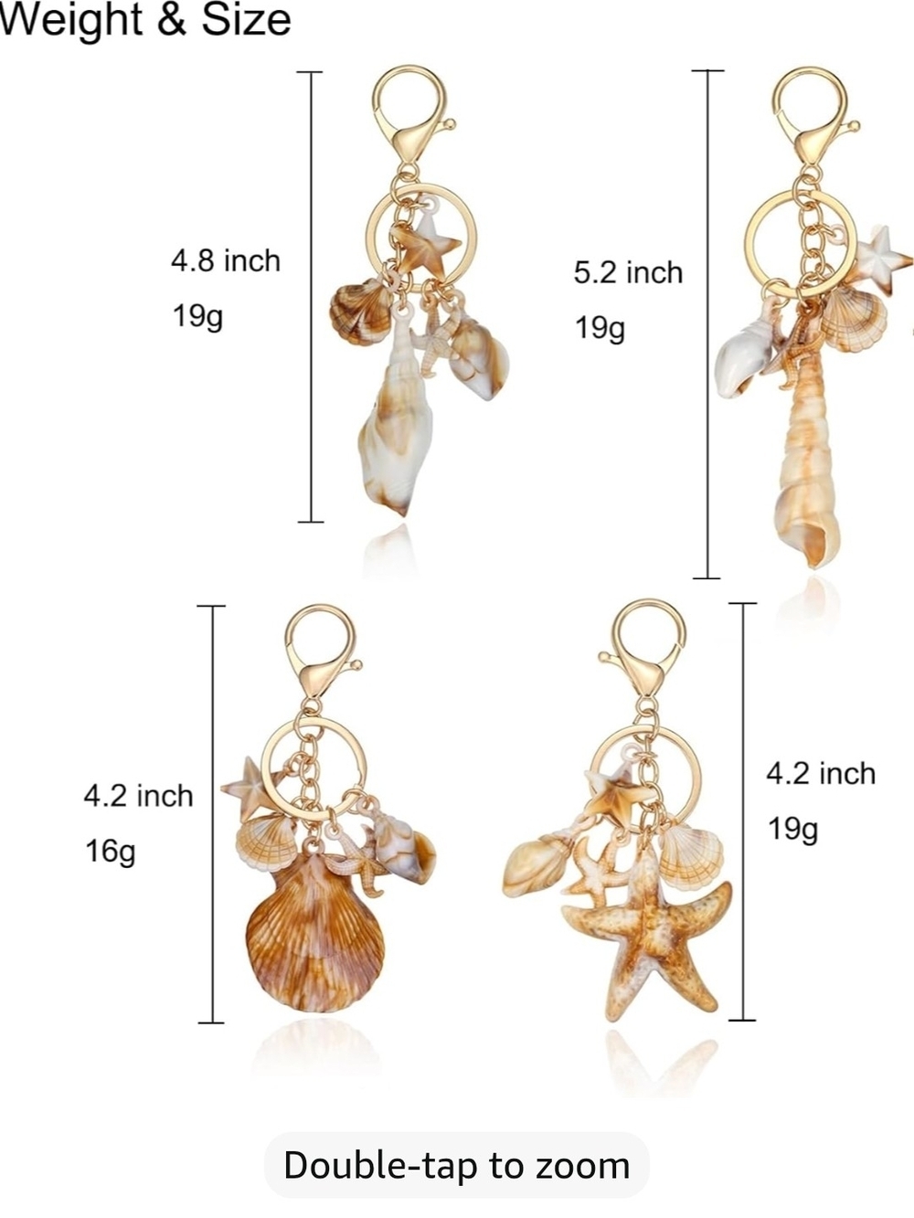 Seashell Charm Keychains - Gold Hardware - Picture 2 of 7